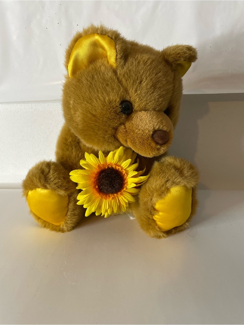 Source Unknown Brown Teddy Bear with Yellow Accents and Sunflower